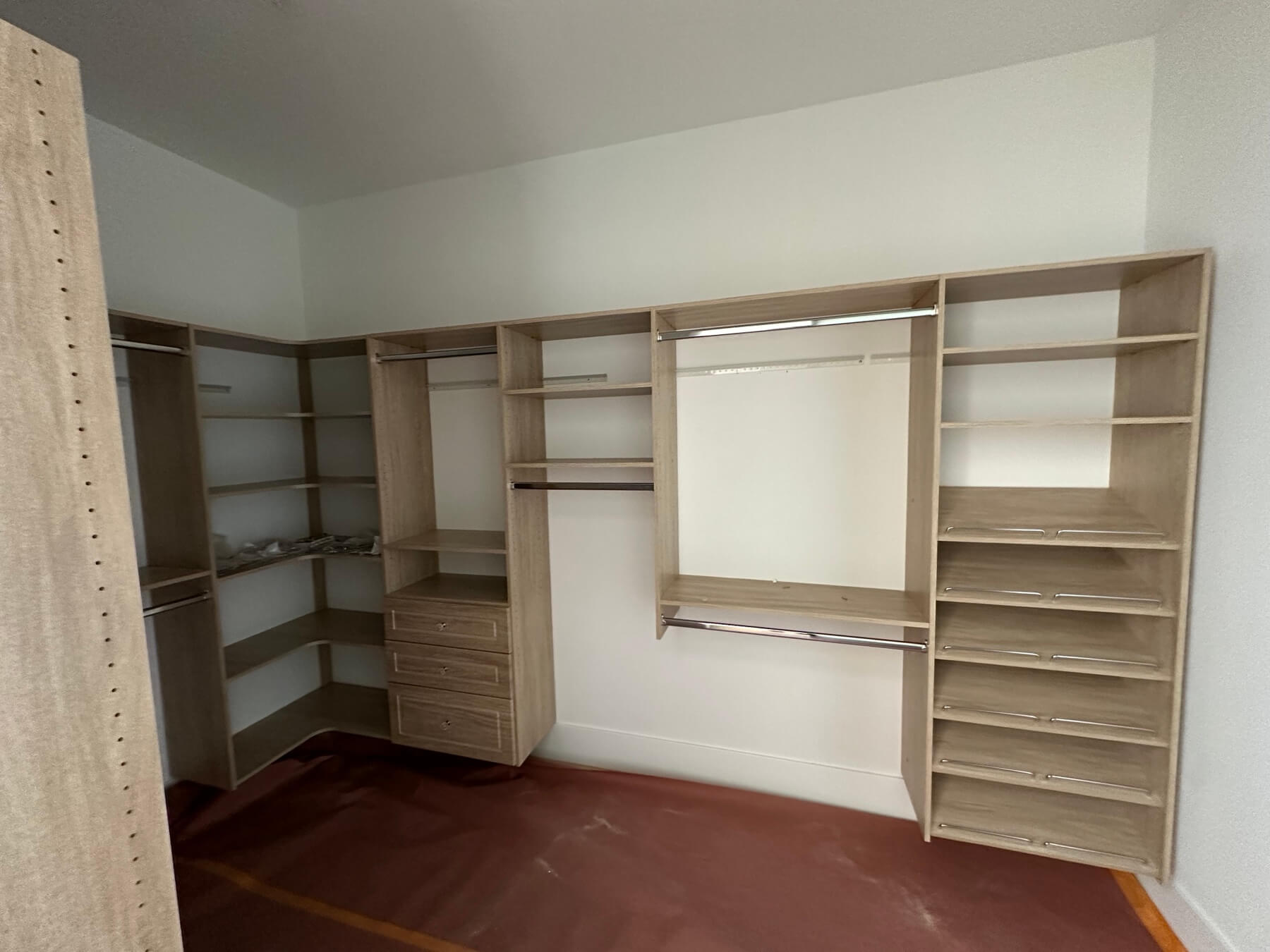 Clean shelving and storage installation
